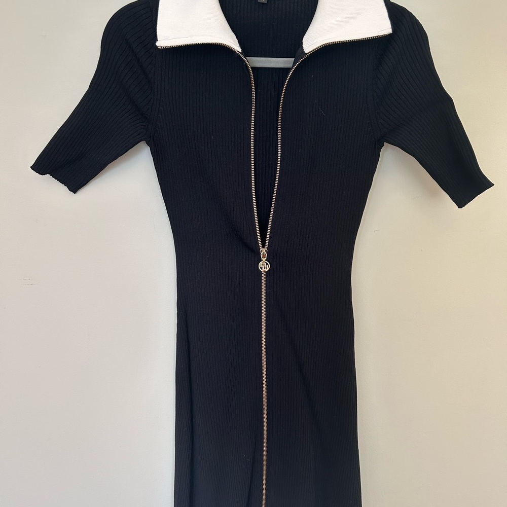Maje Black Mini Dress with Zipper - Picture 4 of 4